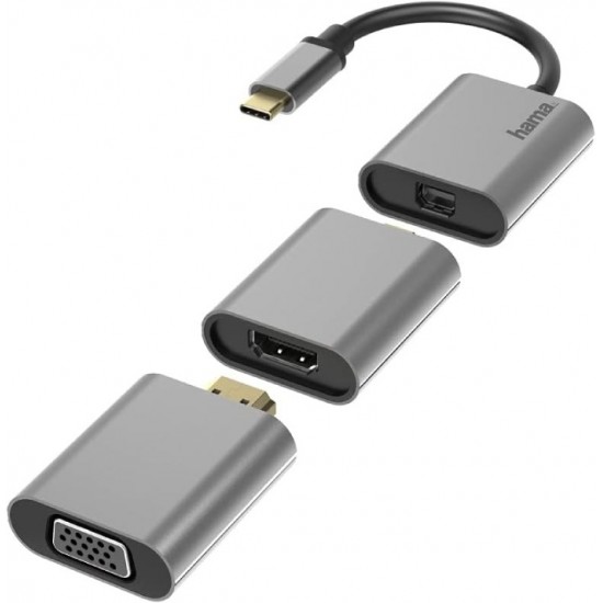 Hama Video-Adapter-Set 6in1 USB-C, Mini-DisplayPort, HDMI C, VGA, Alu (Model : 200306)