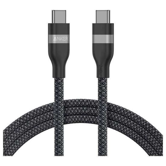 Anker USB-C to USB-C Cable 240W (Upcycled-Braided) (1.8m/6ft) (Black)