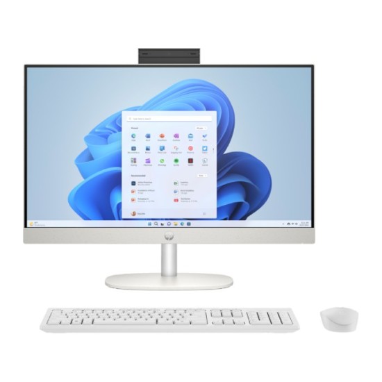 HP All-in-One 24-cr0007ne, AMD Ryzen™ 5 7520U, 8GB RAM, 512GB SSD, Integrated AMD Radeon™ Graphics, Windows 11 Home, 23.8 inch" FHD Display (Shell White)