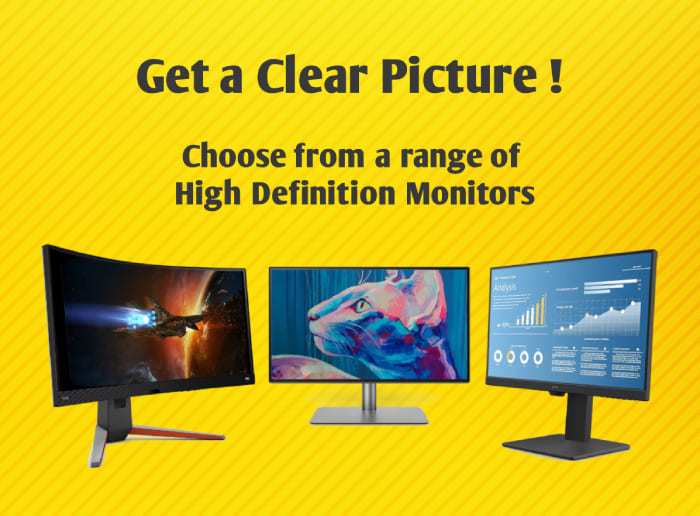 Monitors, Gaming Monitors, Dell, HP, Benq, Samsung, LG, Asus, MSI at best prices !