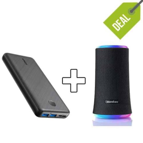 Anker Powercore Essential 20000 Black, Part Number: AN.A1268H12.BK + Anker SoundCore Flare 2 (Blue)