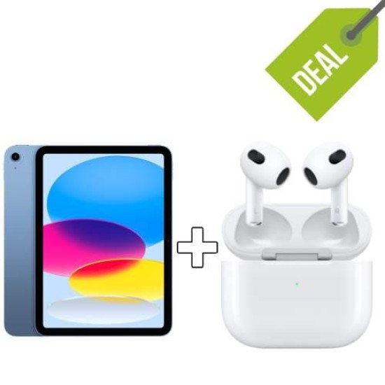 iPad 10th Gen / 10.9 inch Display / Wi-Fi 64GB / Blue + Apple AirPods (3rd Gen) with MagSafe Charging Case