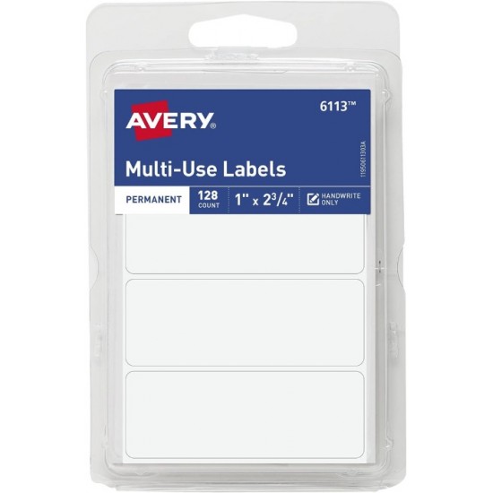 Avery 6113 All-Purpose Labels, 1 x 2.75 Inches, White, Pack of 128 