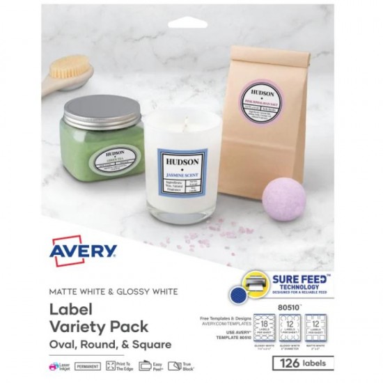 Avery 126-Piece Print To The Edge Variety Label Multicolour