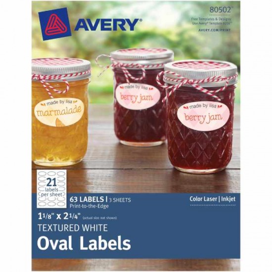 Avery 63-Piece Permanent Adhesive Oval Label Set White 