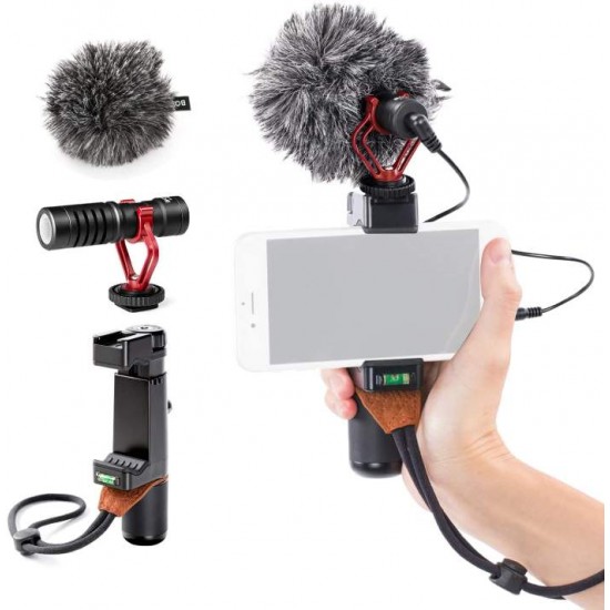 BOYA BY-MM1 SHOTGUN MICROPHONE WITH SK-PSC1 SMARTGRIP FOR SMART PHONES