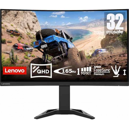 Lenovo G32qc-30 31.5 inch" 2K QHD Curved Gaming Monitor (Raven Black) 