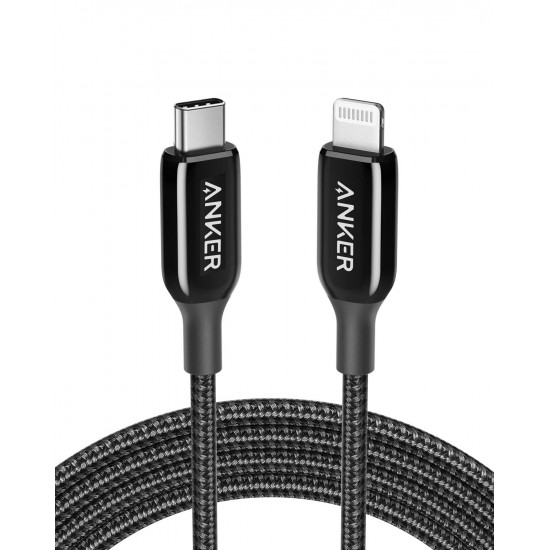 Anker Powerline +II USB C Cable With Lightning Connector 6ft, Part Number: AN.A8653H11.BK