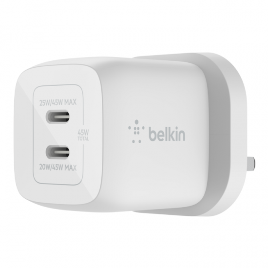 Belkin BoostCharge Pro Dual USB C GaN Wall Charger with PPS 45W