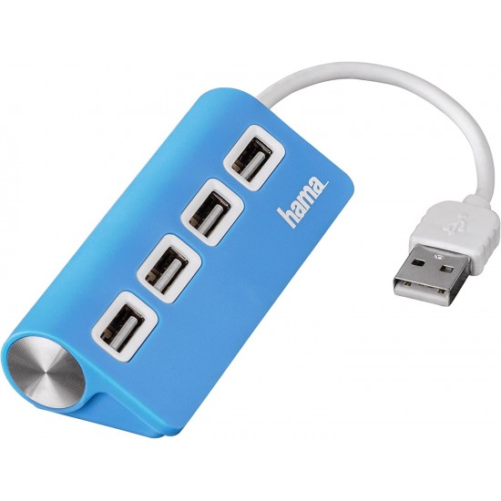 Hama USB 2.0 Hub 1:4 Bus ,Powered Blue