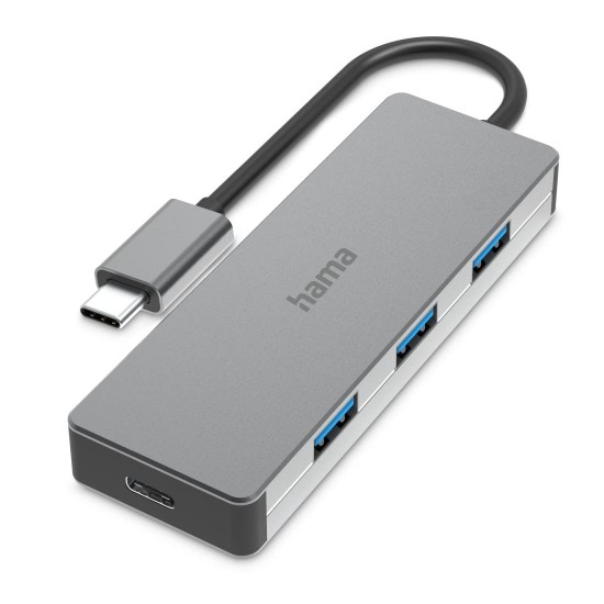 Hama USB C Hub, 4 Ports, USB 3.2 Gen 2, 10 Gbit/s, Aluminium