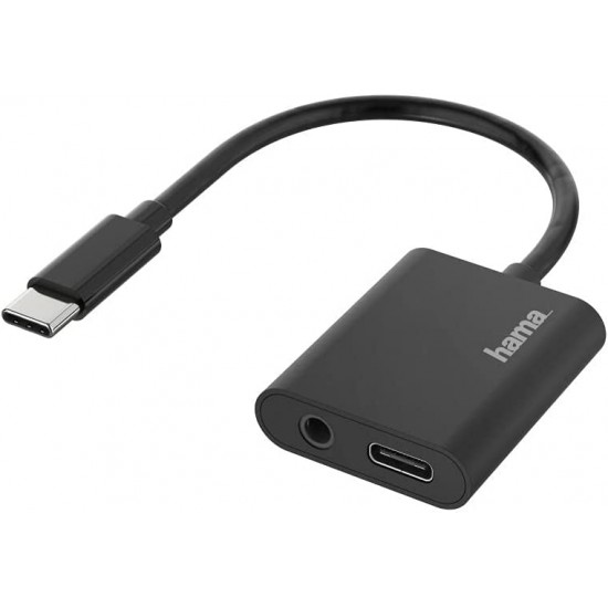 Hama Audio Adapter, 2 in 1, USB C Plug - 3.5 mm Jack / USB-C Socket, Audio + Cha