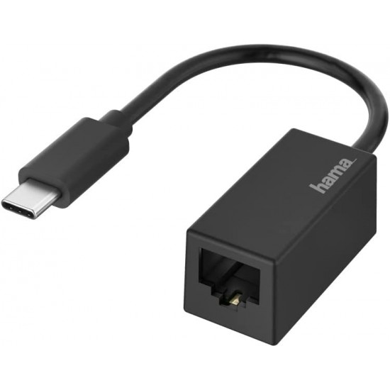 Hama Network Adapter, USB-C Plug - LAN/Ethernet Socket, Gigabit Ethernet