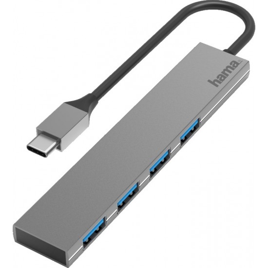 Hama USB Hub, 4 Ports, Usb 3.0, 5 Gbit/S, Aluminium, Ultra-Slim