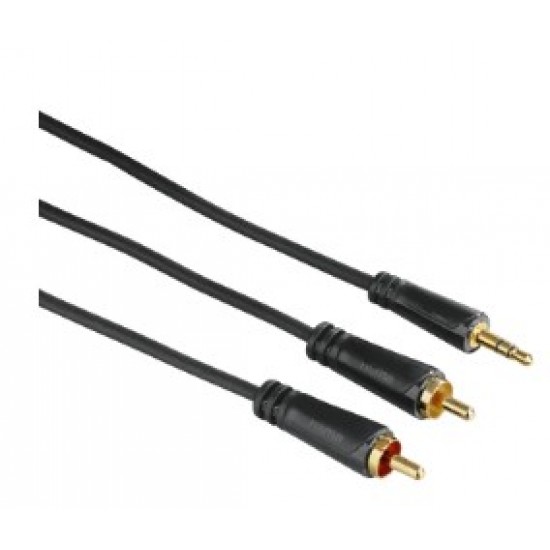 Hama Aux Cable,3.5mm Jack Plug-2 RCA Plug,Stereo,GoldPlated,1.5Mtr