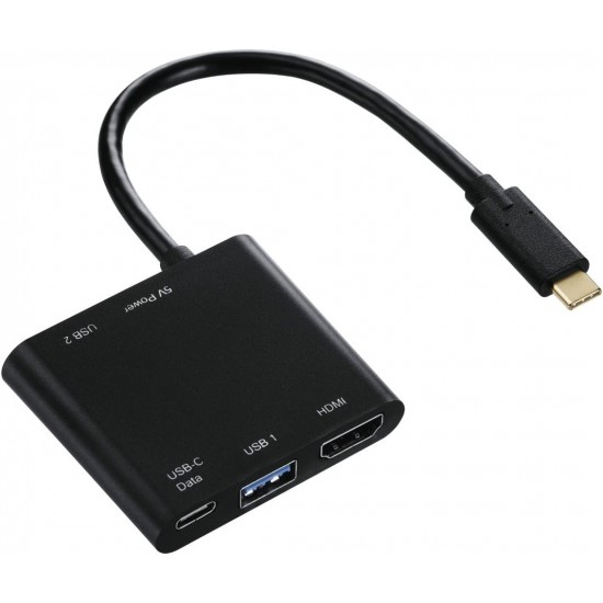 Hama 4 In1 USBC Multiport Adapter For 2X USB 3.1,HDMI & USB C Data
