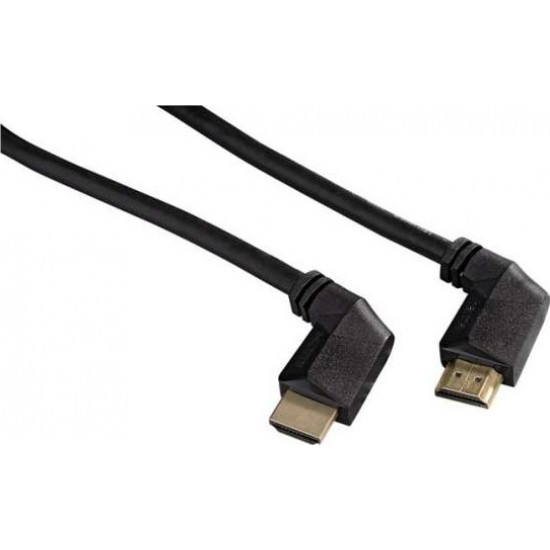 Hama 3M High Speed HDMI 90° Plug To Plug Gold Plated Black,2Mtr
