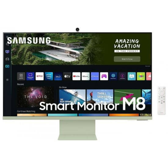 Samsung Smart Monitor 32" Flat, UHD, Smart TV, Camera,  IoT Hub, Workspace, Apple, Airplay (LS32BM80G)
